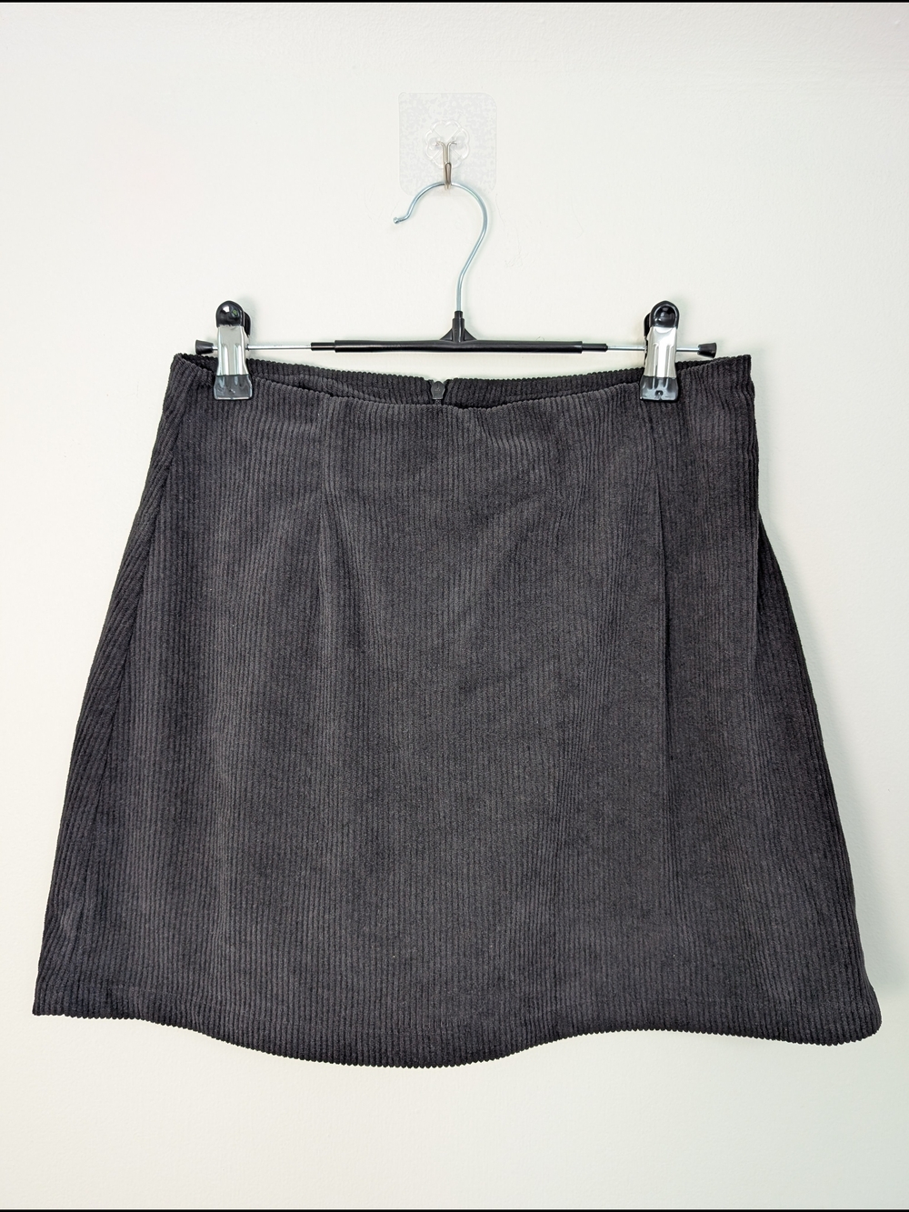 Halara Gray Corduroy Mini Skirt Womens Small High Waisted A-Line Ribbed 561632